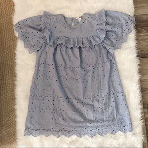 H&M light blue eyelet babydoll dress size M/L